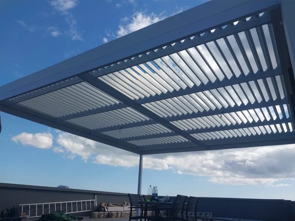Completed adjustable louvre patio installation