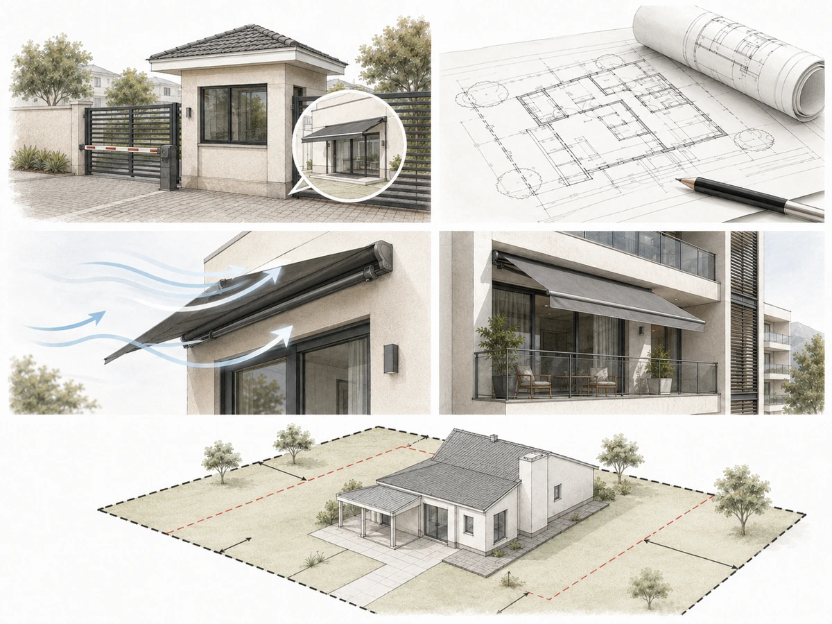 Visual explanation of awning approvals and property rules