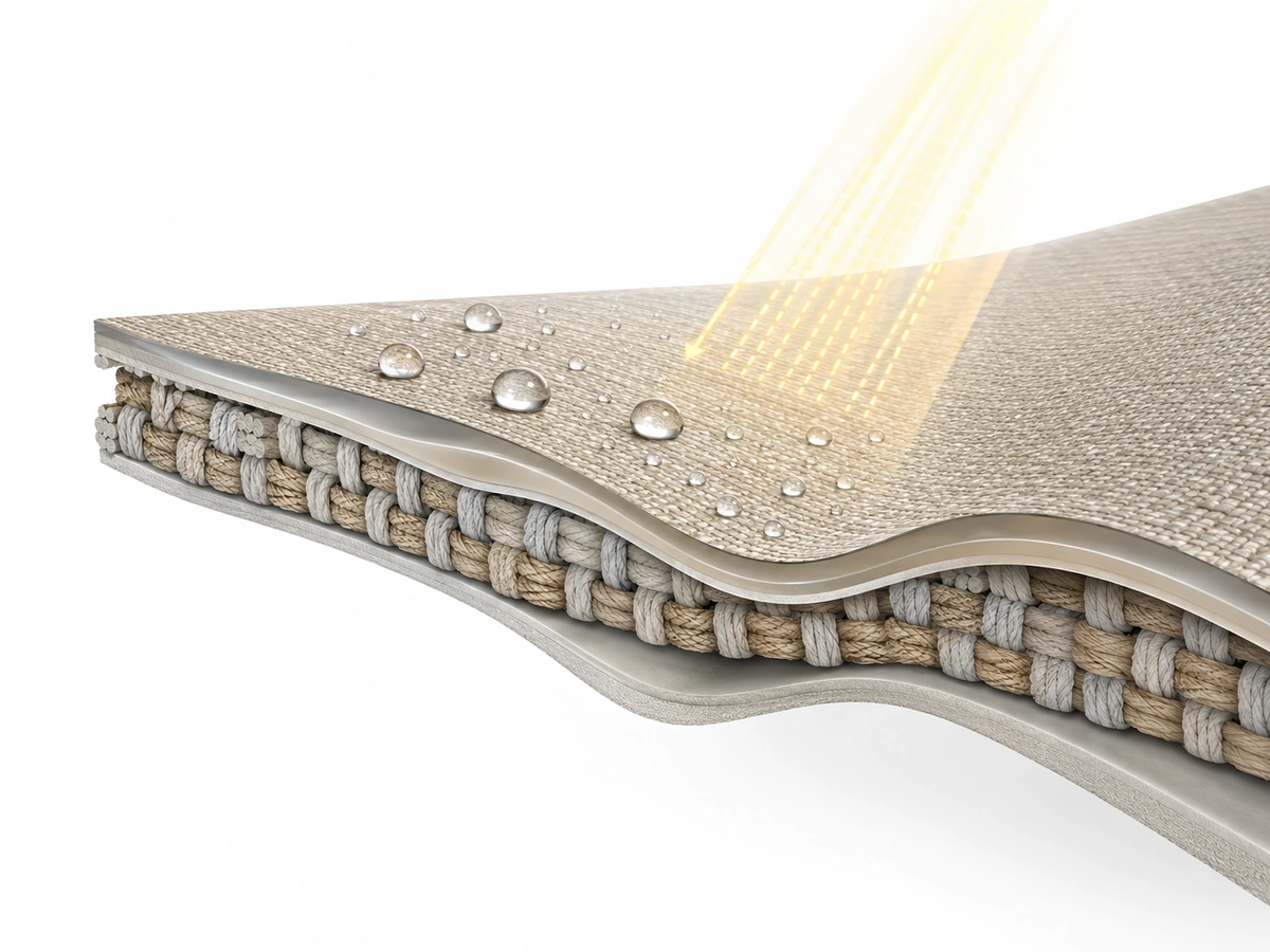 Visual guide to the main considerations for Awning Fabrics and UV Ratings