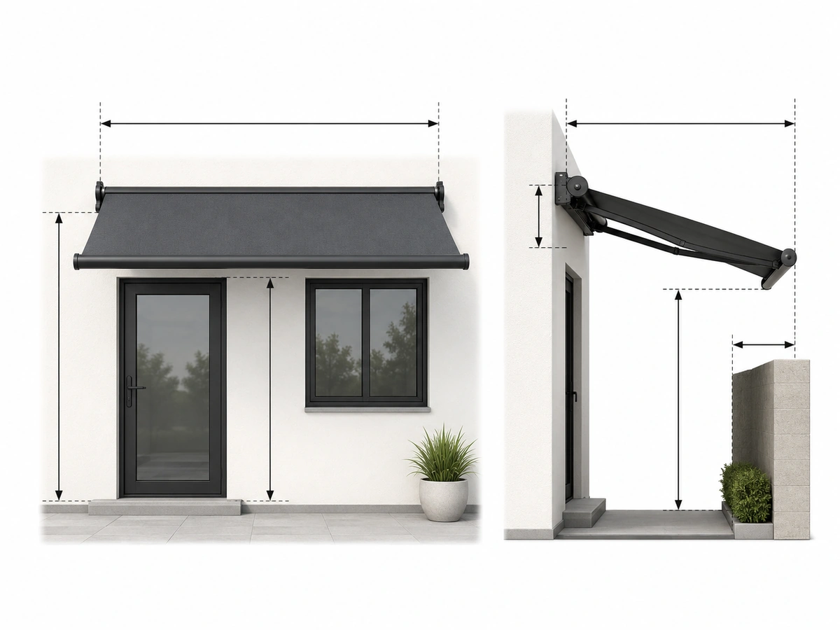 Visual guide to the main considerations for How to Measure for an Awning