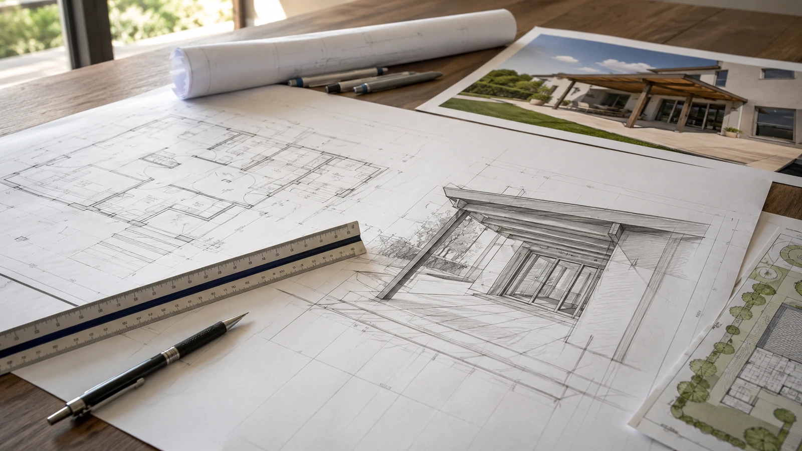 Municipal building plan drawings for a patio structure with approval stamps